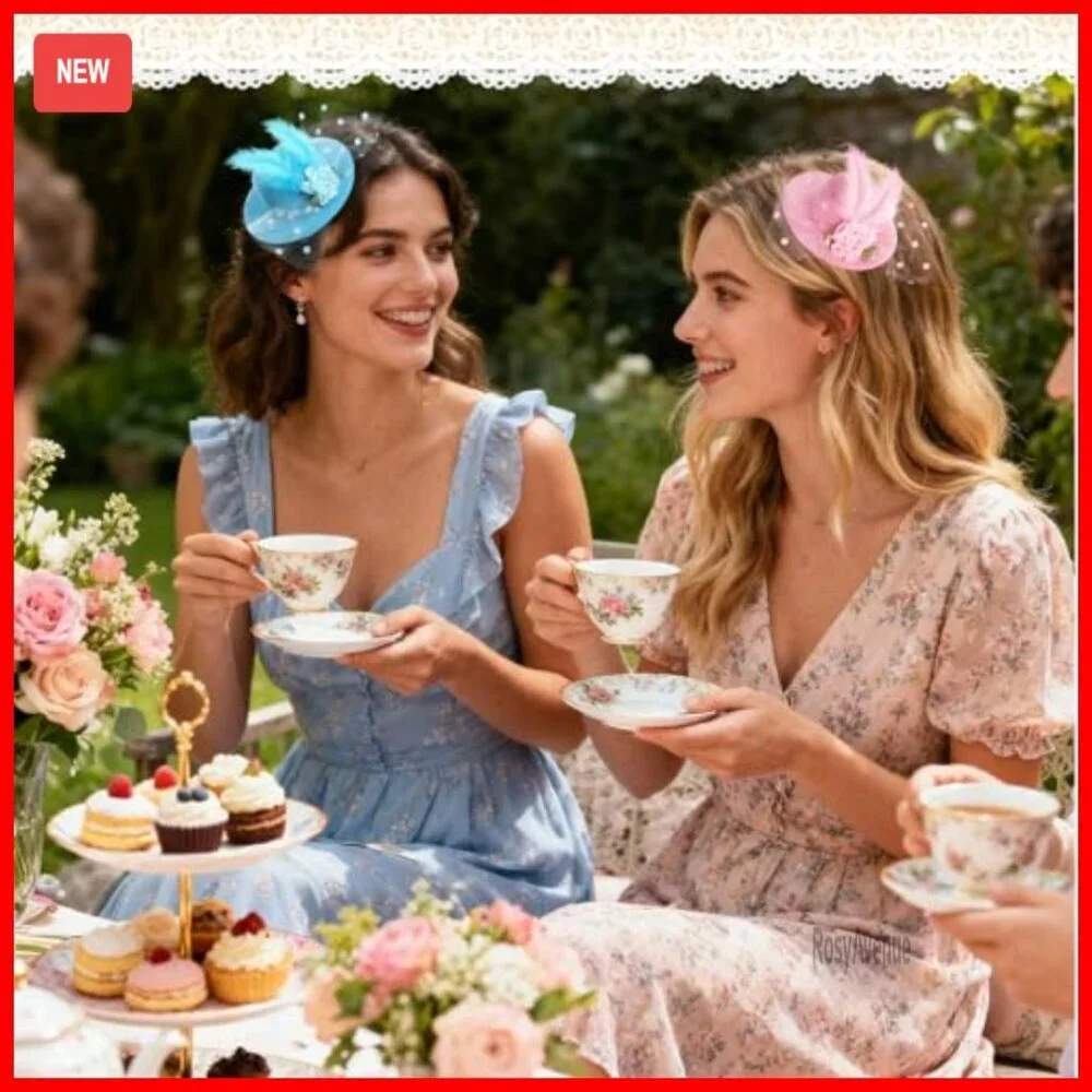 12-Piece Mini Fascinator Hat Set with Clip, Floral Feather Design